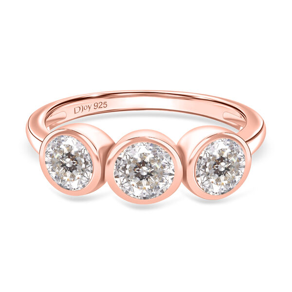 D&rsquo;joy 100 Facetten Moissanit Ring 925 Silber 750 Ros&eacute;gold Vermeil (Gr&ouml;&szlig;e 18.00) ca. 1,37 ct