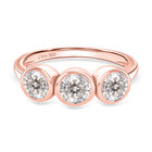 D’joy 100 Facetten Moissanit Ring 925 Silber 750 Roségold Vermeil (Größe 17.00) ca. 1,37 ct