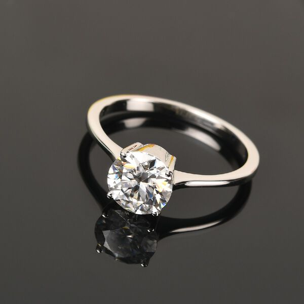 Moissanit Solit&auml;r Ring 375 Wei&szlig;gold image number 2