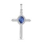 Kyanit, Weißer Zirkon Anhänger 925 Silber platiniert ca. 2.00 ct