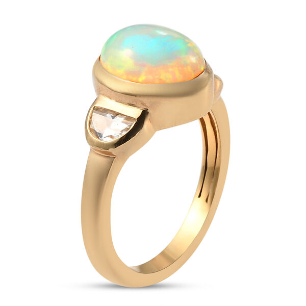Natürlicher, äthiopischer Opal und Zirkon-Ring, 925 Silber Gelbgold Vermeil  ca. 2,48 ct image number 5