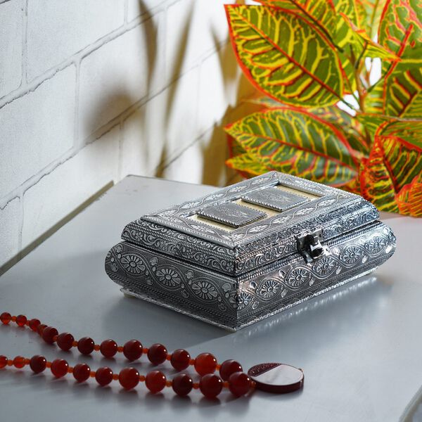 Handgemachte Schatztruhe, 19x13x6 cm, silberfarben image number 3