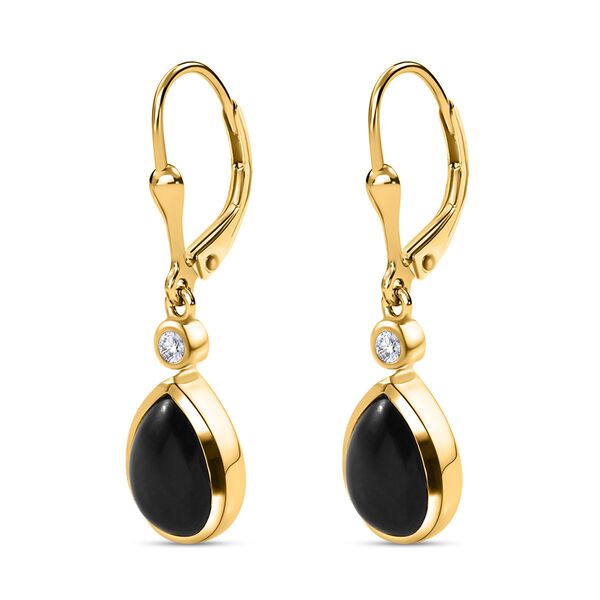 Schwarze Sterndiopsid Ohrringe, 925 Silber vergoldet, ca. 4,80 ct image number 5