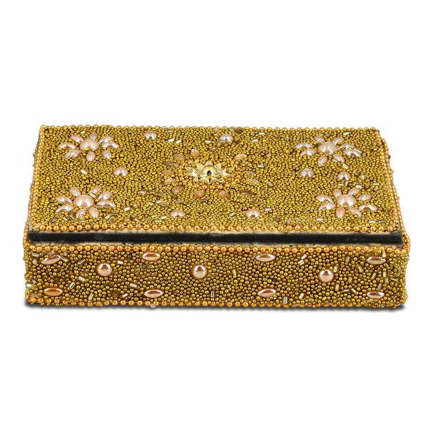 Perlen-Box mit 5 Kugelschreibern (12cm) Geschenkset, 8,5x13,5x3 cm, Golden image number 4