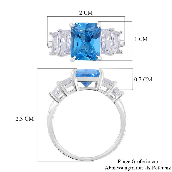 Blauer Zirkonia, Weißer Zirkonia Ring, 925 Silber rhodiniert (Größe 17.00) image number 5