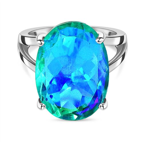Pfau Quarz Triplette Ring, 925 Silber rhodiniert, (Größe 19.00) ca. 13.43 ct image number 0