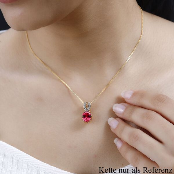 Synthetischer Padparadscha-Saphir Anhänger, ca. 3,92 ct. image number 3