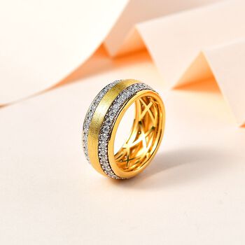 Moissanit Ring, 925 Silber Gelbgold Vermeil (Gr&ouml;&szlig;e 17.00) ca. 1.41 ct