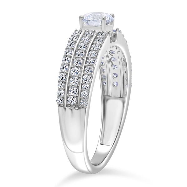 LUXURIANT SGL zertifizierter SI-GH Labor Diamant Ring, 925 Silber rhodiniert - 1 ct. image number 4