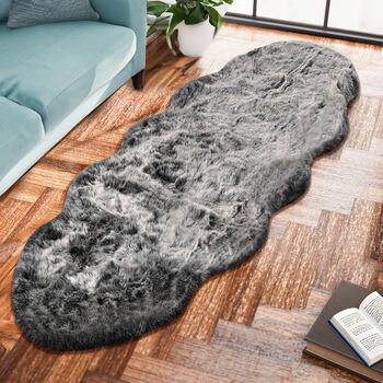 Kunstfell Teppich L&auml;ufer in wei&szlig;