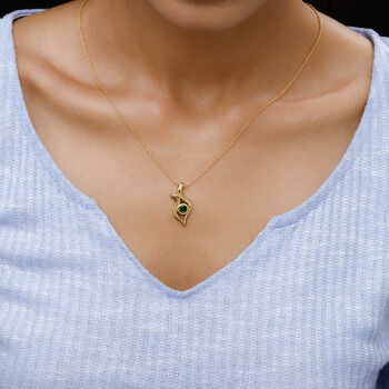 Nat&uuml;rlicher Chromdiopsid Anh&auml;nger 925 Silber vergoldet ca. 0.54 ct