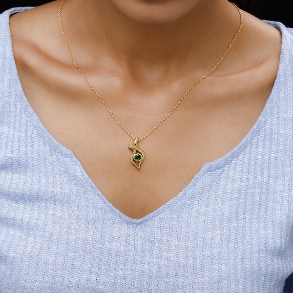 Nat&uuml;rlicher Chromdiopsid Anh&auml;nger 925 Silber vergoldet ca. 0.54 ct image number 3