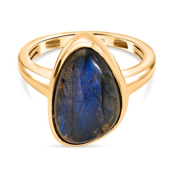 D'Joy AAA Labradorit Ring 925 Silber 750 Gelb Vergoldet (Gr&ouml;&szlig;e 21.00) ca. 6,66 ct