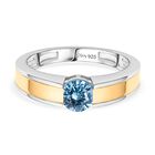 D'Joy AA Blauer Zirkon Ring 925 Silber platiniert und vergoldet (Größe 19.00) ca. 1,11 ct