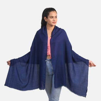 LA MAREY - 100% Kaschmirwolle superweicher Schal, Gr&ouml;&szlig;e 70x190 cm, Dunkelblau