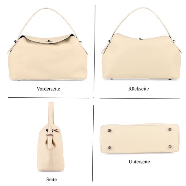 Echtleder Crossbody Tasche, 32x19x11cm, Cremewei&szlig; image number 4