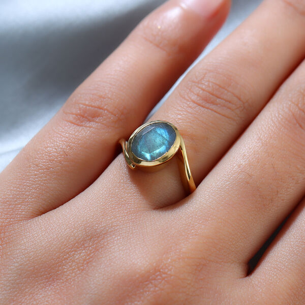 Labradorit Bypass-Ring, 925 Silber vergoldet  ca. 2,53 ct image number 3