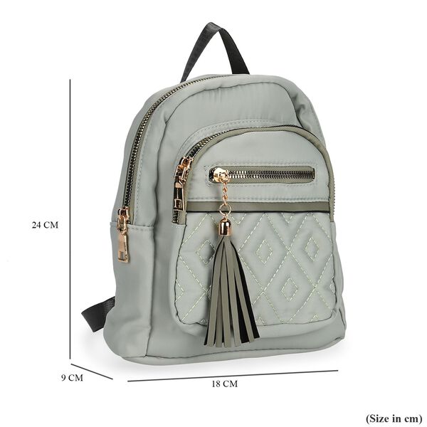 Moderner Kunstleder Rucksack in Steppoptik mit RFID-Schutz, Hellgrün image number 5