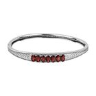 Mosambik Granat, Weißer Zirkon Armreif ca. 18 cm Edelstahl ca. 4,05 ct.