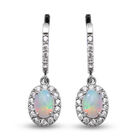 Natürlicher Äthiopischer Opal und Zirkon Tropfen Ohrringe 925 Silber platiniert ca. 1,51 ct