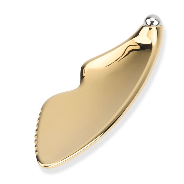 "FACE & EYE CRYOSCULPTOR Six-Sided Sculpting & Contouring Gua Sha 360° rolling eye massager Pure metal material Detachable magnetic rolling head SIZE: 120*38*10MM MATERIAL: METAL COLOR: GOLDEN" image number 4