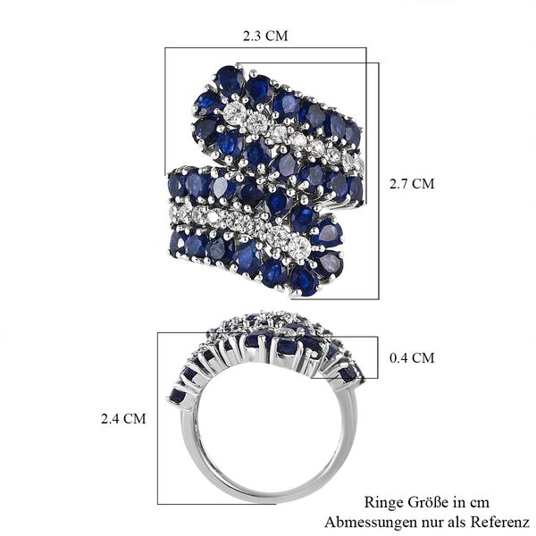 Masoala Saphir (Fissure gef&uuml;llt), wei&szlig;er Zirkon Ring, 925 Silber platiniert, (Gr&ouml;&szlig;e 17.00) ca. 6.75 ct image number 7
