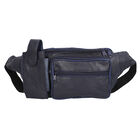100% echtes Leder, Bauchtasche mit RFID Schutz, Größe 37x15 cm, Dunkelblau