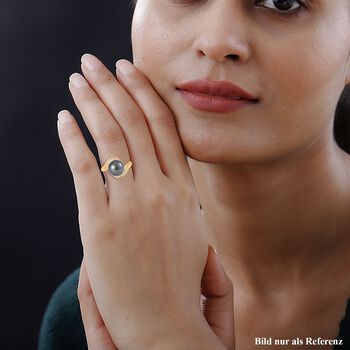 Tahiti Perle, wei&szlig;er Zirkon Ring, (10-11mm), 925 Silber Gelbgold Vermeil (Gr&ouml;&szlig;e 21.00)