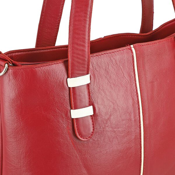 Elegante Echtleder Umh&auml;ngetasche mit Krokopr&auml;gung, 33 x 10 x 27 cm, Burgunder image number 6