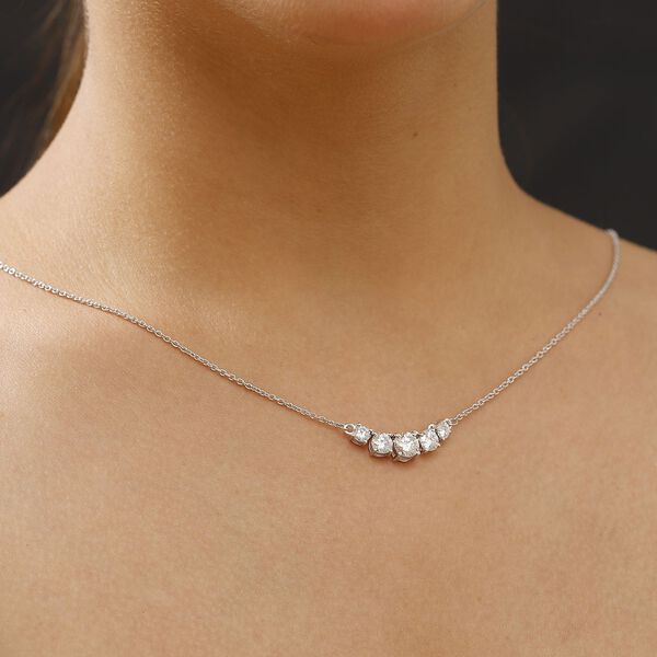 Moissanit 45cm Halskette, 925 Silber 750 rhodiniert - 2,14 ct. image number 3