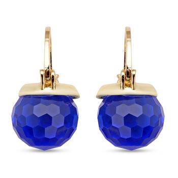 Blaue Kristall-Ohrringe, reines Messing