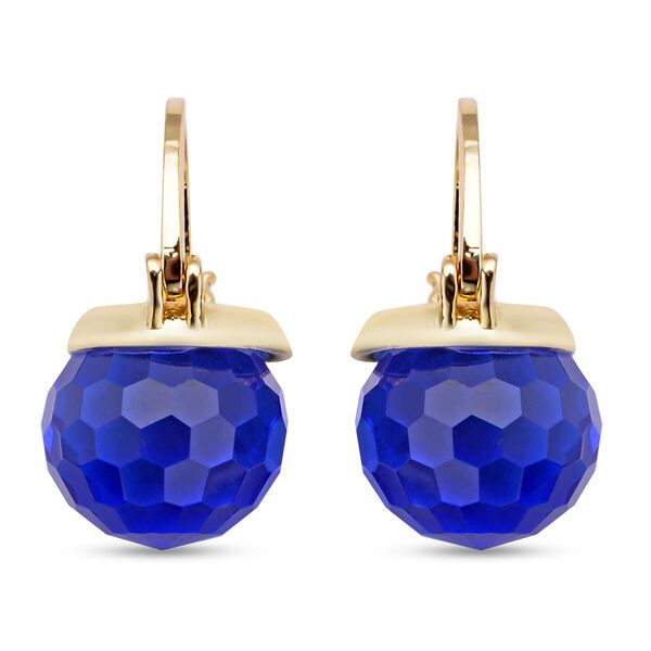 Blaue Kristall-Ohrringe, reines Messing