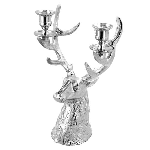 Rentier-Figur mit 2 Kerzenhaltern, Silber image number 0