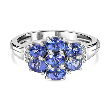 AAA Tansanit-Ring, 925 Silber platiniert (Gr&ouml;&szlig;e 20.00) ca. 1.47 ct