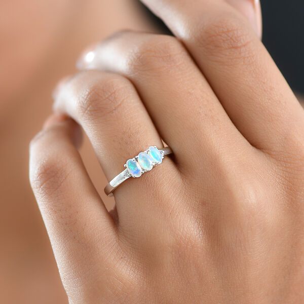 D'Joy AA nat&uuml;rlicher, &auml;thiopischer Welo Opal und Zirkon Ring, 925 Silber rhodiniert - 0,54 ct. image number 2