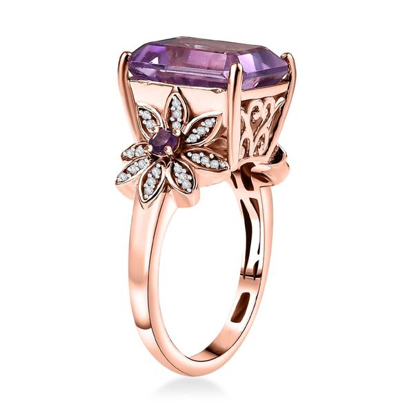 AAA Rose De France Amethyst, Afrikanischer Amethyst Ring 925 Silber 750 Ros&eacute;gold Vermeil (Gr&ouml;&szlig;e 20.00) ca. 6,22 ct image number 3