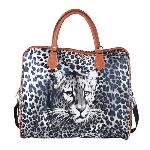 Safari-Tasche mit lebendigem Leopardenmuster, 43x20x38cm, Schwarz weiß image number 0