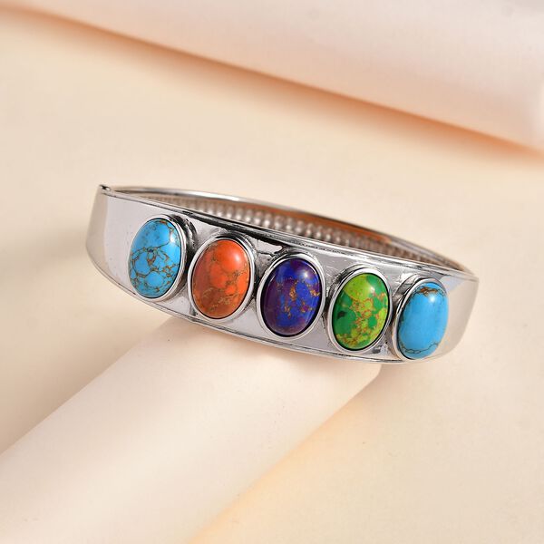 Mehrfach Türkis Armreif ca. 19 cm Edelstahl ca. 27.87 ct image number 2