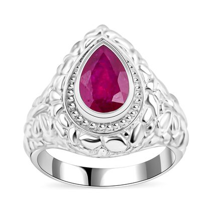 Royal Bali - Afrikanischer Rubin (Fissure gef&uuml;llt) Ring, 925 Silber (Gr&ouml;&szlig;e 20.00) ca. 4.38 ct