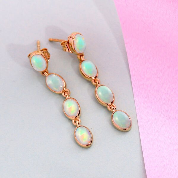 Natürlicher Äthiopischer Opal Ohrringe 925 Silber vergoldet ca. 2,83 ct image number 2