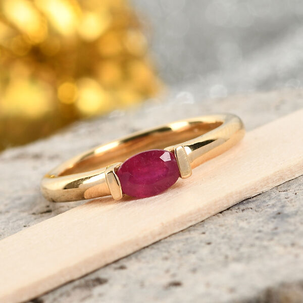 Afrikanischer Rubin Solit&auml;r Ring 925 Silber 585 Vergoldet image number 2