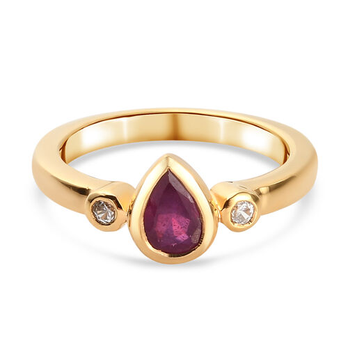 Fissure gefüllt Rubin und Zirkon Ring 925 Silber vergoldet  ca. 1,24 ct image number 0