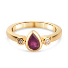 Fissure gefüllt Rubin und Zirkon Ring 925 Silber vergoldet (Größe 16.00) ca. 1,24 ct