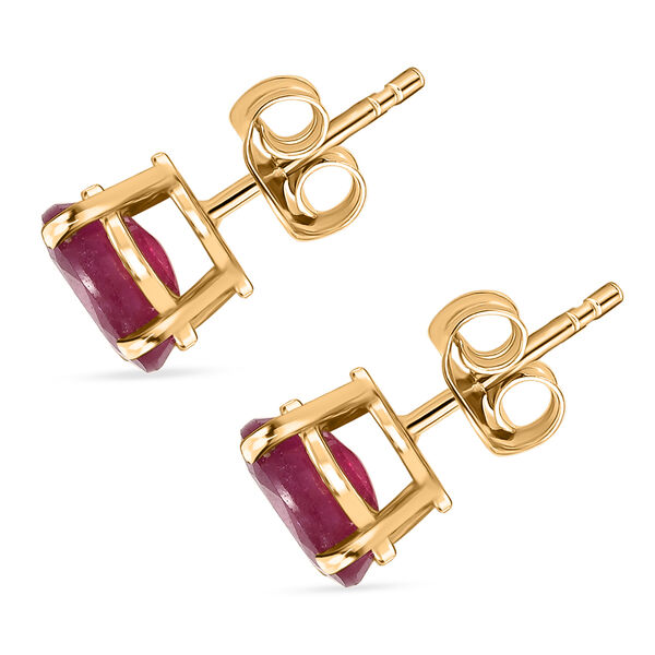 D'Joy Afrikanischer Rubin (Fissure gef&uuml;llt) Ohrringe 925 Silber 750 Gelb Vergoldet ca. 3.87 ct image number 5