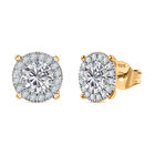 Moissanit Ohrringe 925 Silber 750 Gelbgold Vermeil ca. 1,80 ct.