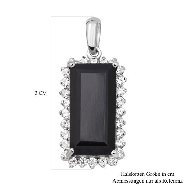 Schwarzer Spinell und wei&szlig;er Zirkon-Anh&auml;nger, 925 Silber platiniert ca. 11.79 ct image number 4