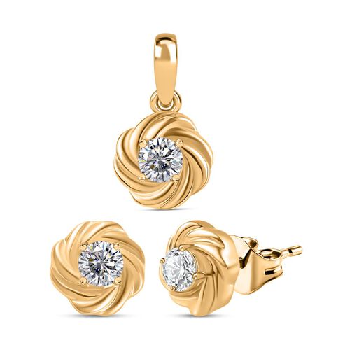 Moissanit Schmuckset, 925 Silber 750 Gelbgold Vermeil - 0,75 ct. image number 0