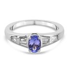 Tansanit und Zirkon Ring 925 Silber platiniert (Größe 16.00) ca. 0,86 ct