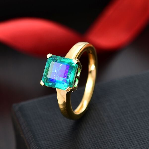 Pfau Triplett Quarz Ring, 925 Silber 750 Gelbgold Vermeil - 3,05 ct image number 2