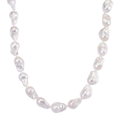 Exklusives Angebot- AAAA Wei&szlig;e S&uuml;&szlig;wasser Barockperle Collier, ca. 45 cm 925 Silber rhodiniert (Perlenr&ouml;&szlig;e ca. 16-19 mm x 24-30 mm)